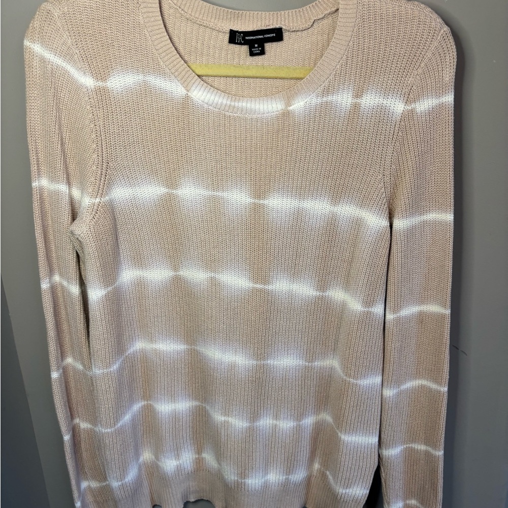 Kensie Beige and White Striped Sweater